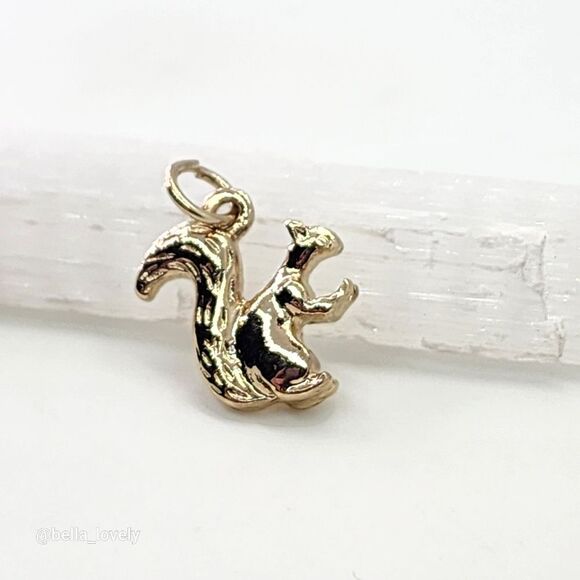 Cute! Spring Acorn Squirrel Tiny Minimalistic Gold Jewelry Pendant Gift 0.75" - Picture 3 of 5